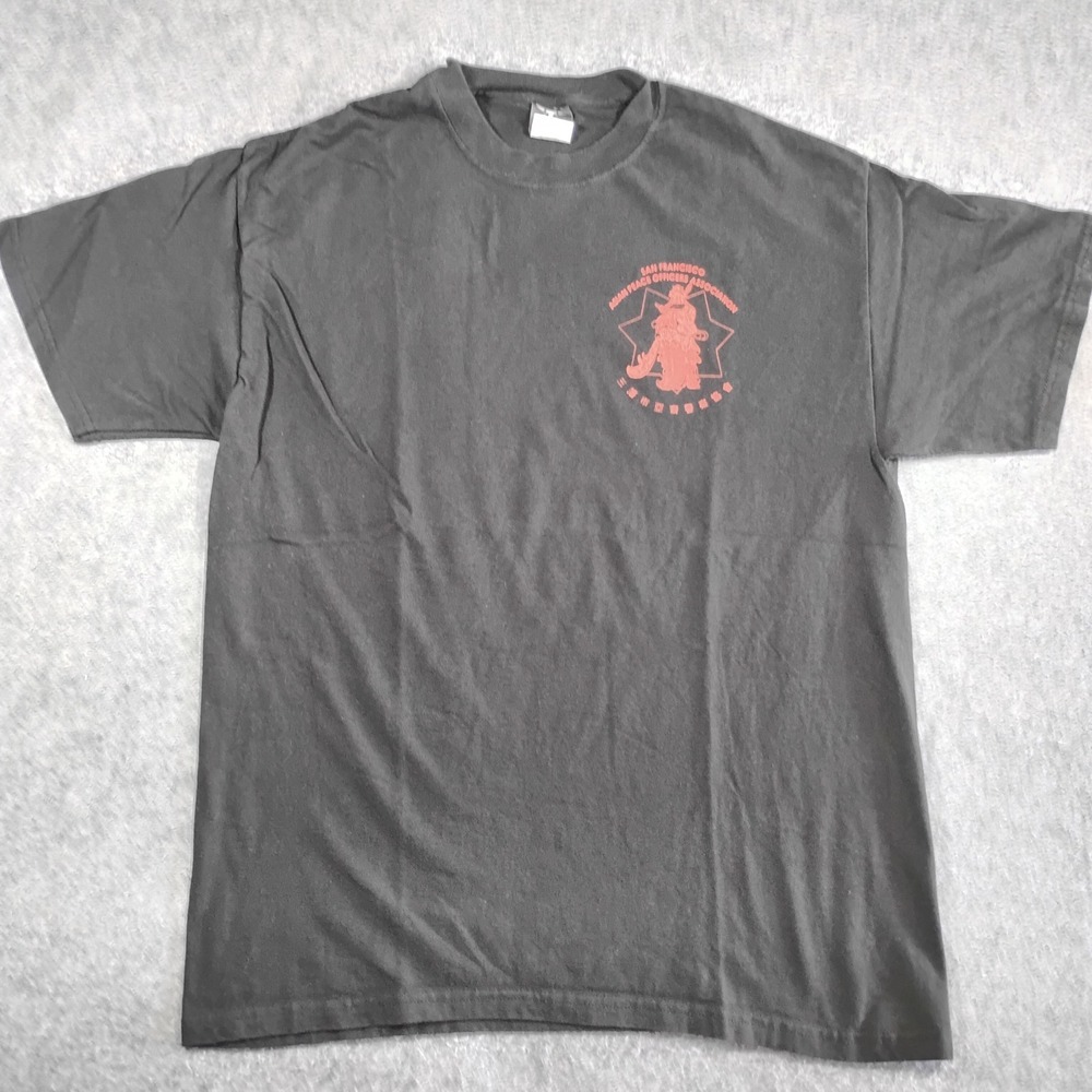 Vintage Hanes Beefy-T Mens Large Black SF Asian Peace Officers Association Shirt